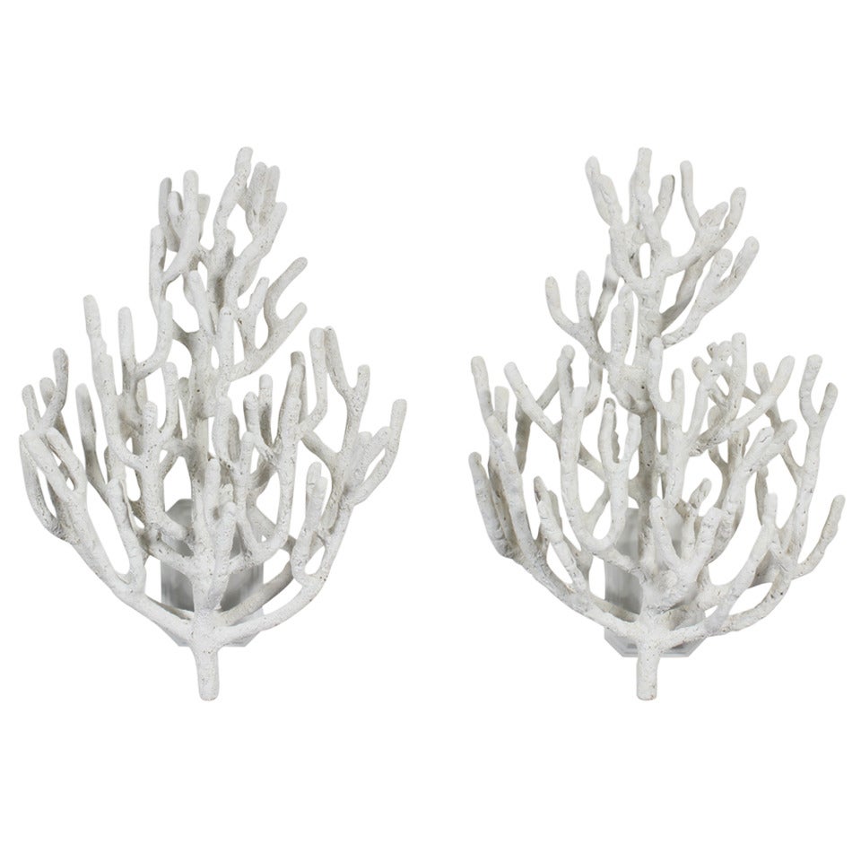 A Pair of Artisan Made Faux Coral Sconces