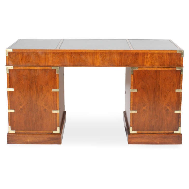 Flat Top Campaign Desk by Baker In Excellent Condition In Palm Beach, FL