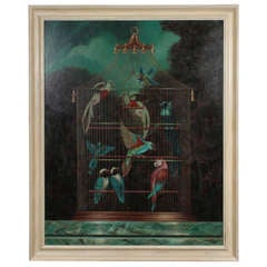 A Cage of Exotic Birds Painting  by William Skilling