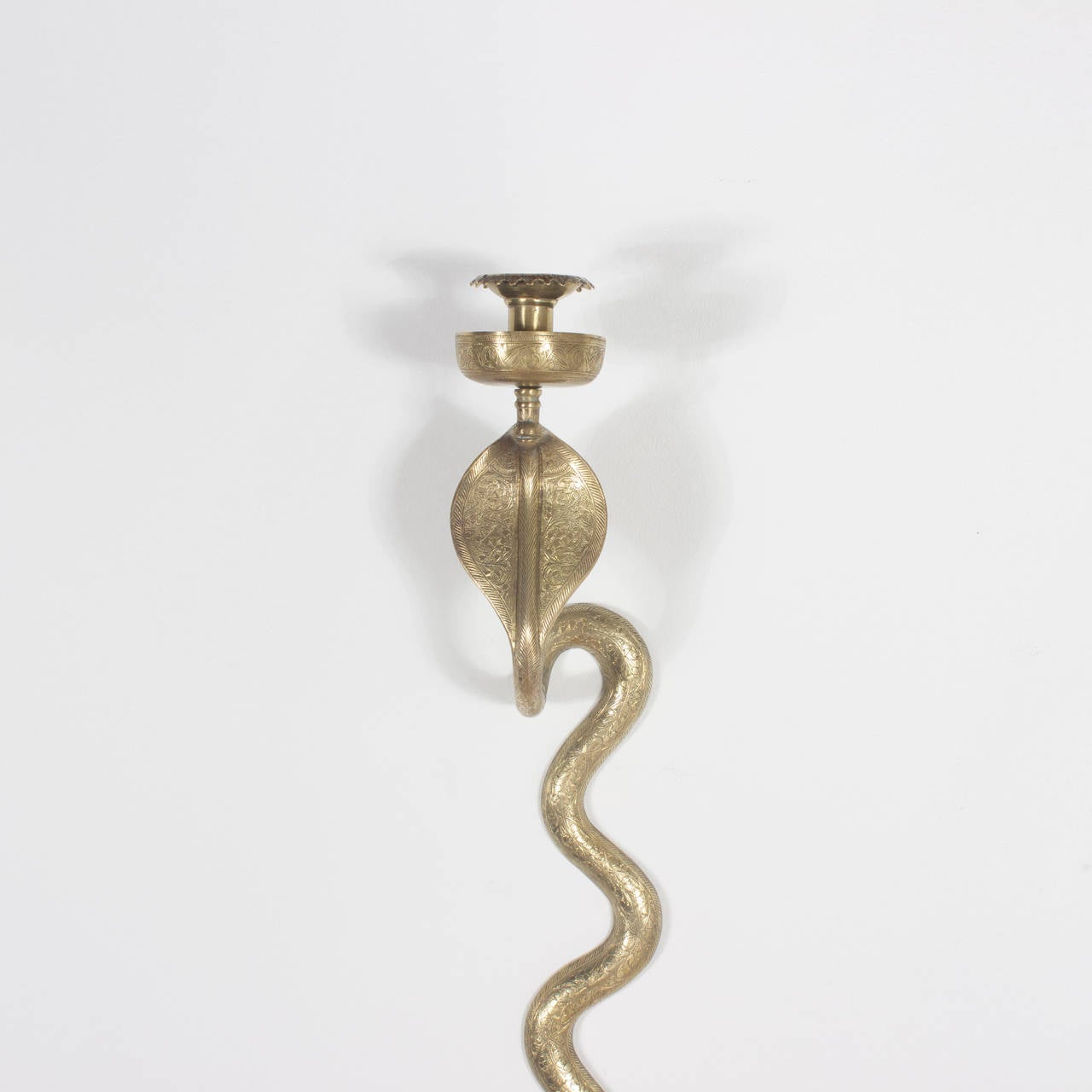 Anglo-Indian A Pair of Brass Cobra Sconces