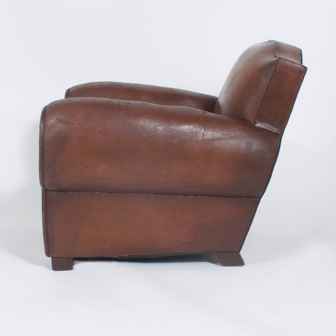 Pair of French Leather Club Chairs 1