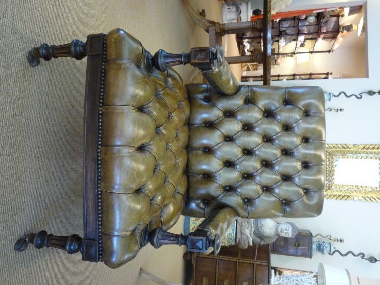 Pair of Restoration Revival Leather Library Arm Chairs