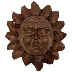 Carved Wood Sun Face 12