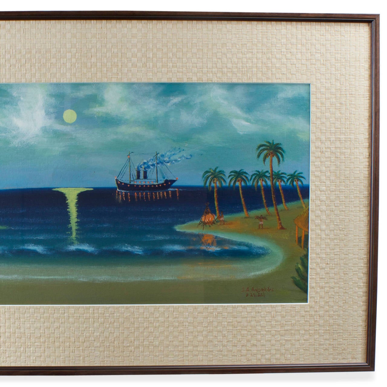 Tropical Watercolor Painting In Excellent Condition In Palm Beach, FL