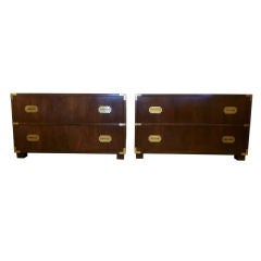 Pair of Baker Mahogany Campaign Style Chests or Tables