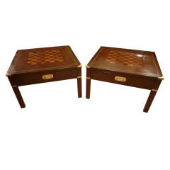 Pair of Campaign Style Mahogany Low Tables