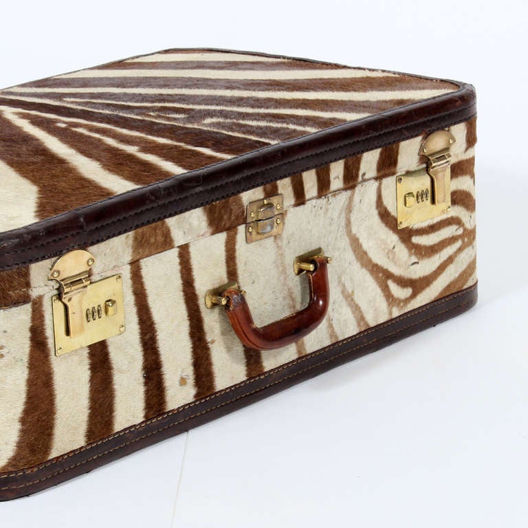 Two Custom Made Vintage Zebra Suitcases Priced Individually In Good Condition In Palm Beach, FL