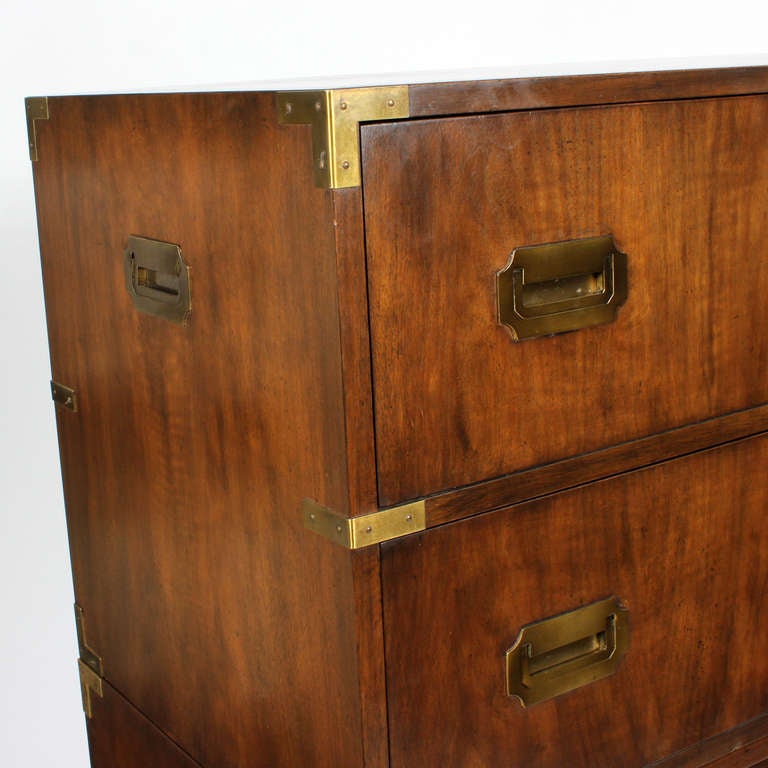 Tall 2 Part Baker Campaign Chest In Excellent Condition In Palm Beach, FL