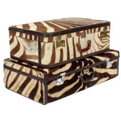 Two Custom Made Vintage Zebra Suitcases Priced Individually