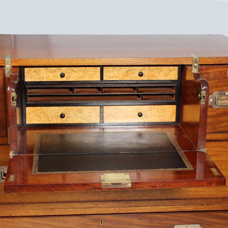 19th Century Two-Part Campaign Chest with Secretary Drawer 2