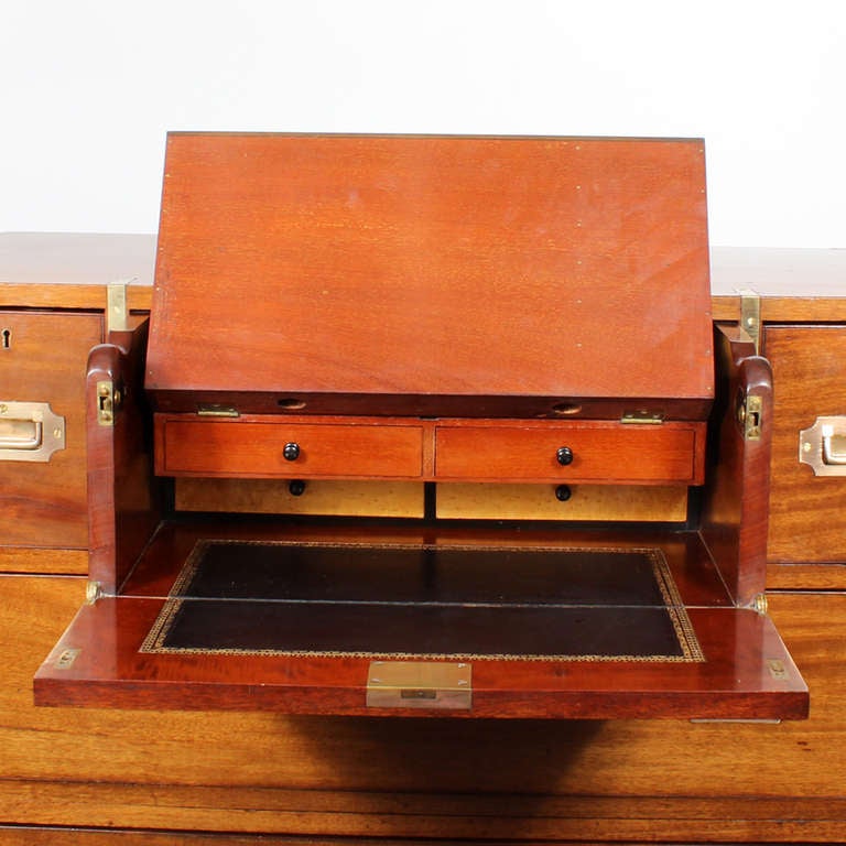19th Century Two-Part Campaign Chest with Secretary Drawer 3