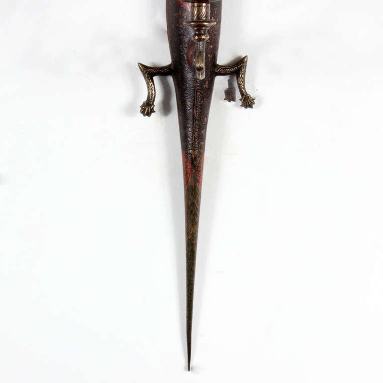 Pair of Etched Brass Indian Candle Wall Sconces at 1stdibs