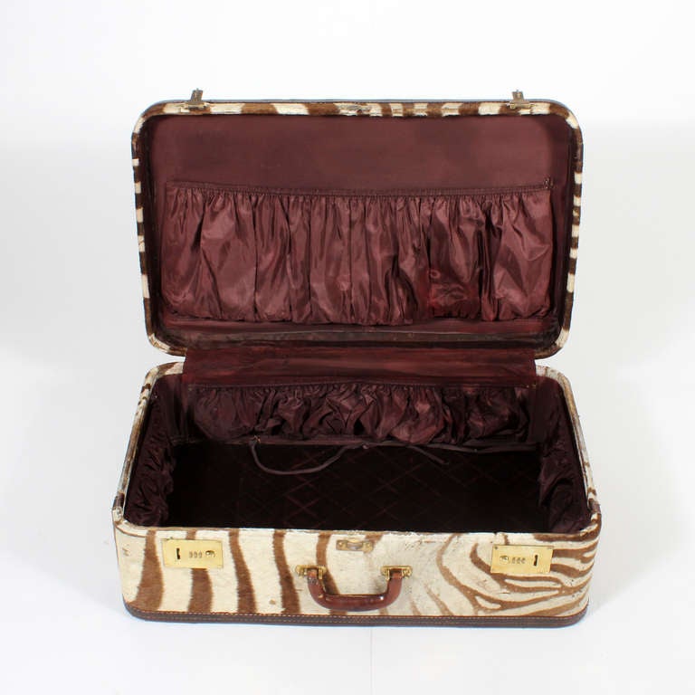 Mid-20th Century Two Custom Made Vintage Zebra Suitcases Priced Individually