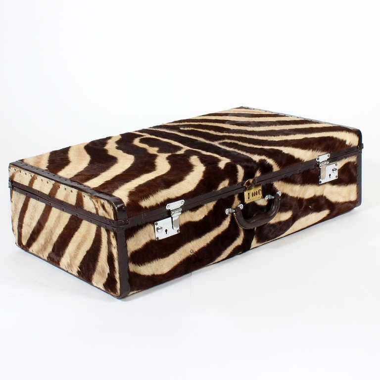 Two Custom Made Vintage Zebra Suitcases Priced Individually 1