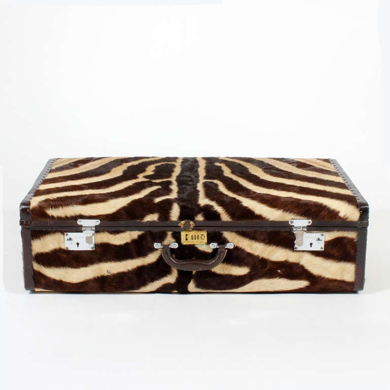 Two Custom Made Vintage Zebra Suitcases Priced Individually 2