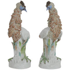 Pair of Italia Ruffled Feather Ceramic Birds