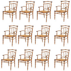 Set of 12 Faux Bamboo Armchairs