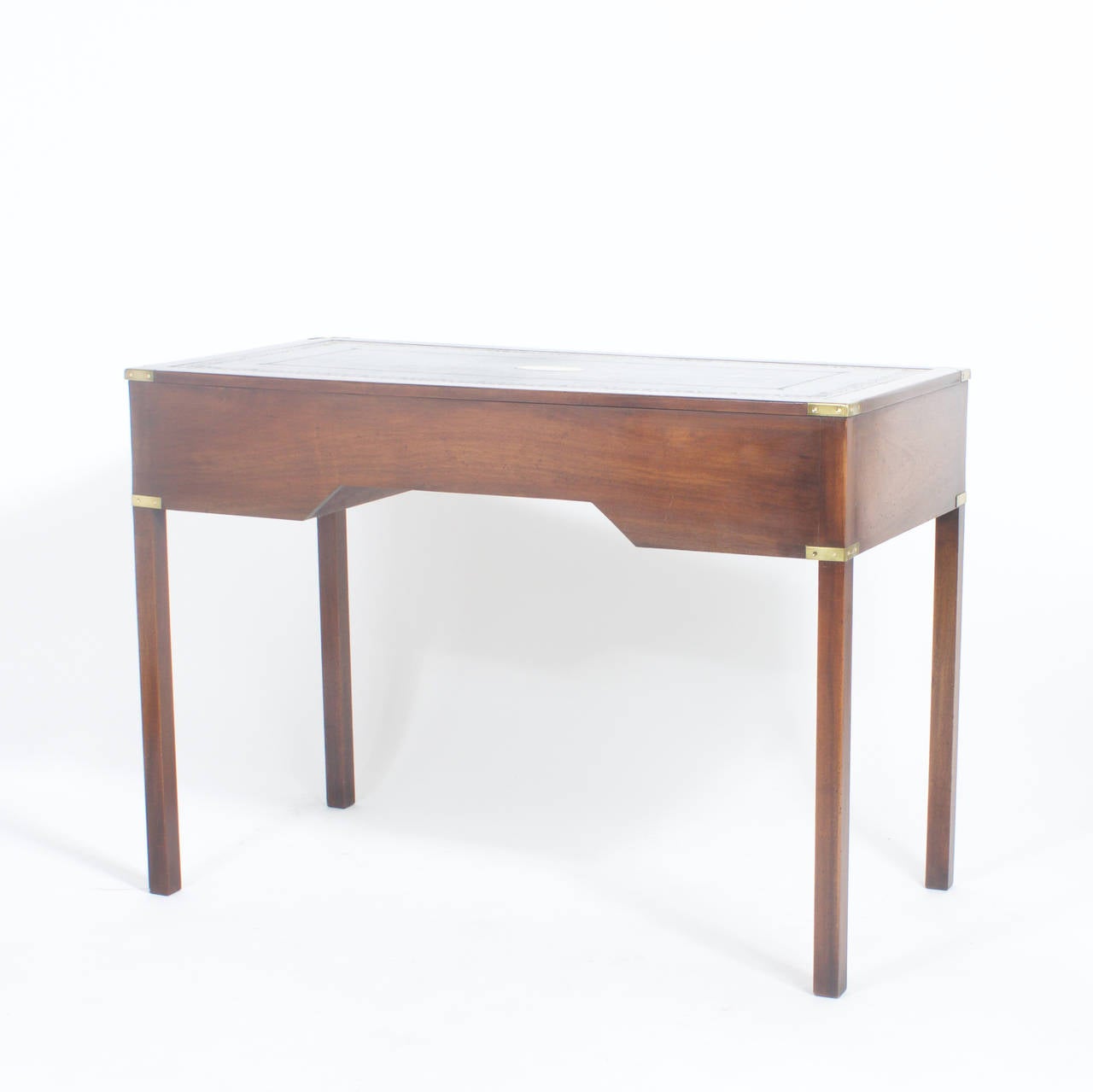 English Campaign Style Mahogany Writing Table or Desk 1