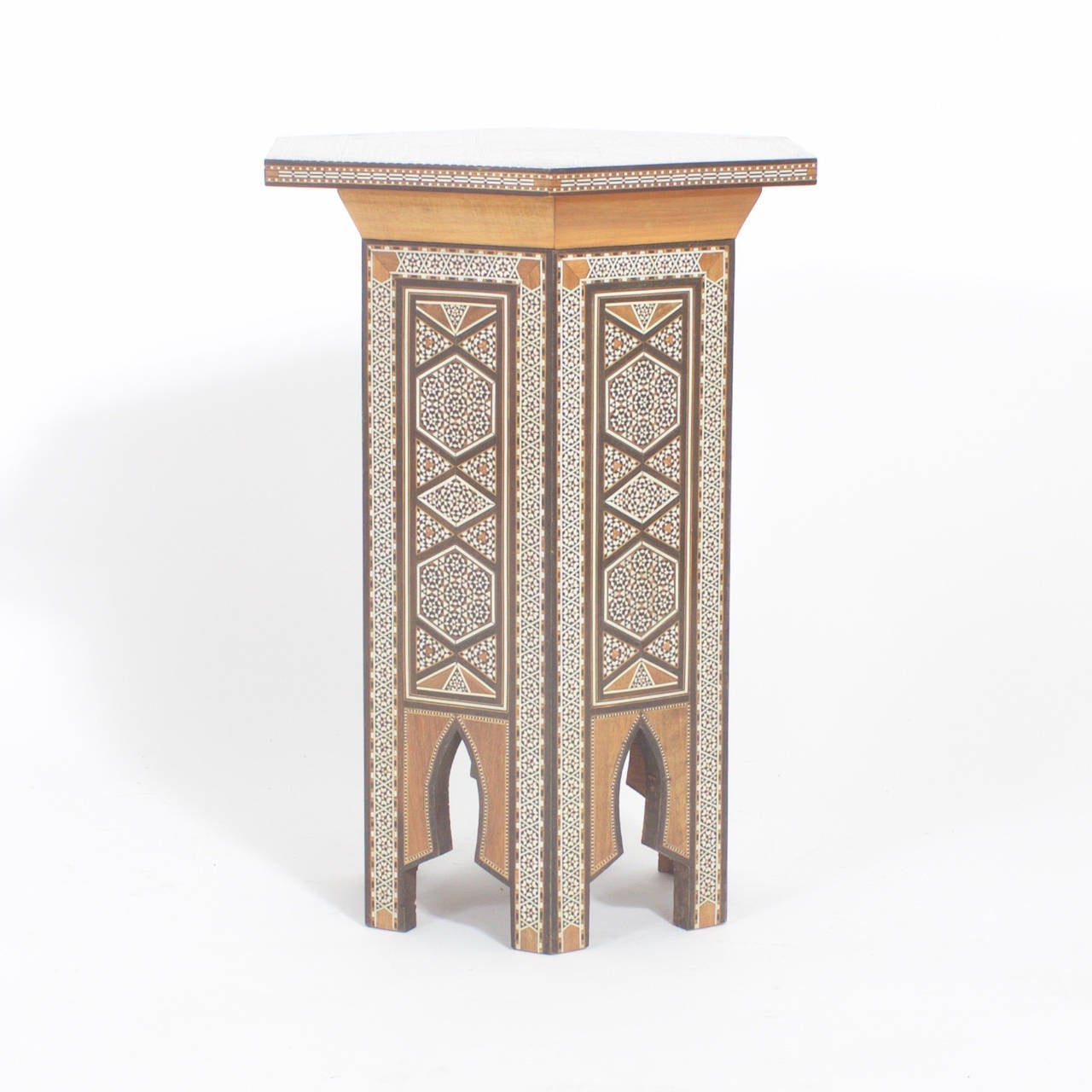 Anglo-Indian Pair of Syrian Hexagonal End Tables