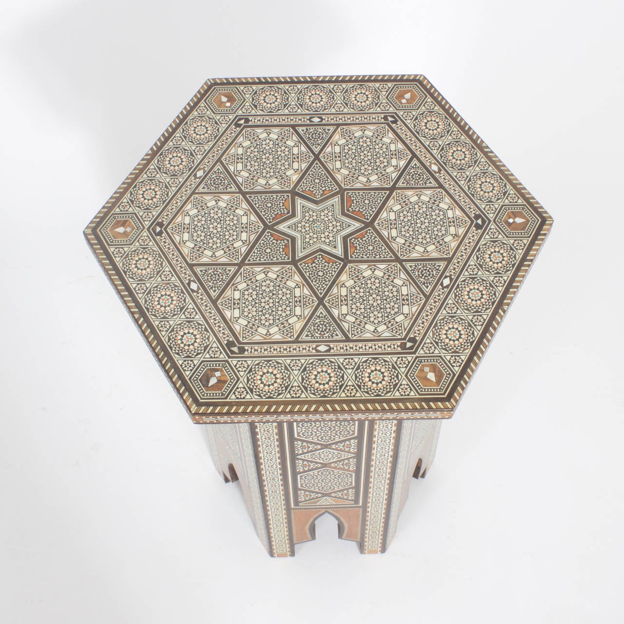 Pair of Syrian Hexagonal End Tables In Excellent Condition In Palm Beach, FL
