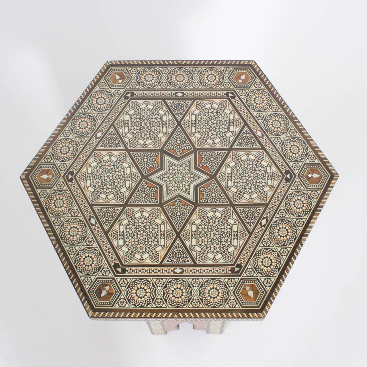 20th Century Pair of Syrian Hexagonal End Tables