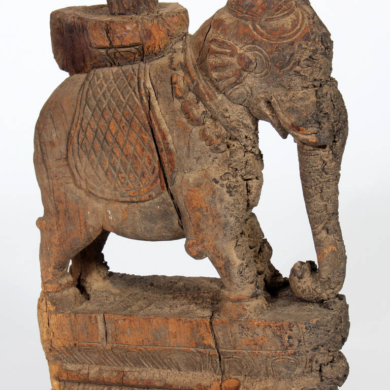 Pair of Antique Architectural Carved Elephant Remnants 2
