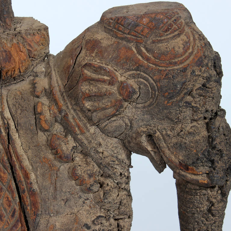 Pair of Antique Architectural Carved Elephant Remnants 1