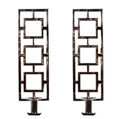 Pair of Custom Chrome Plated Brass Wall Sconces 8