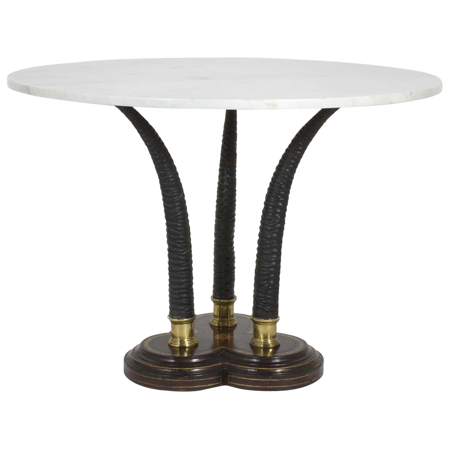 Faux Antelope Horn and Marble Center Table