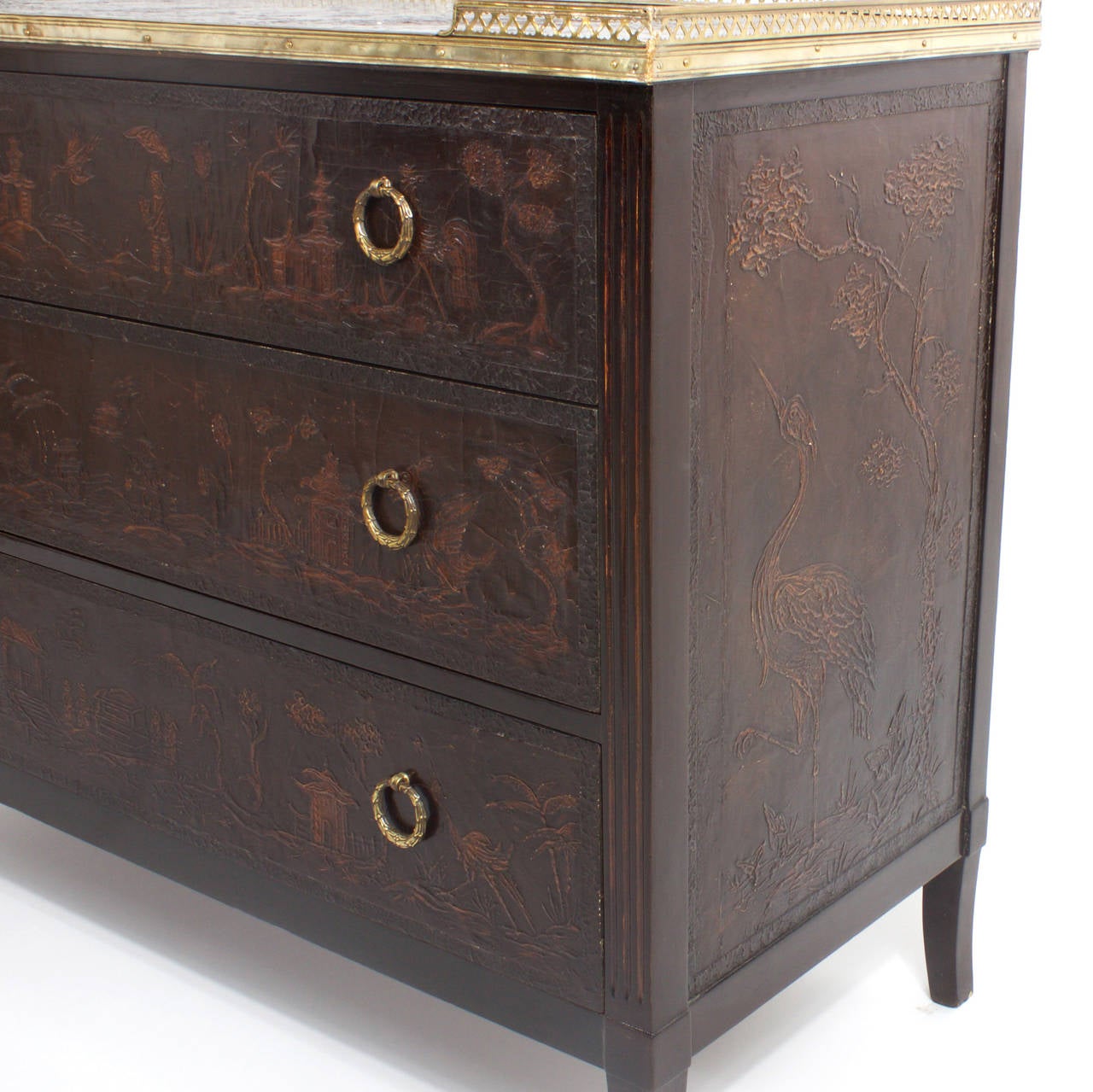 French Leather Chinoiserie Commode 2