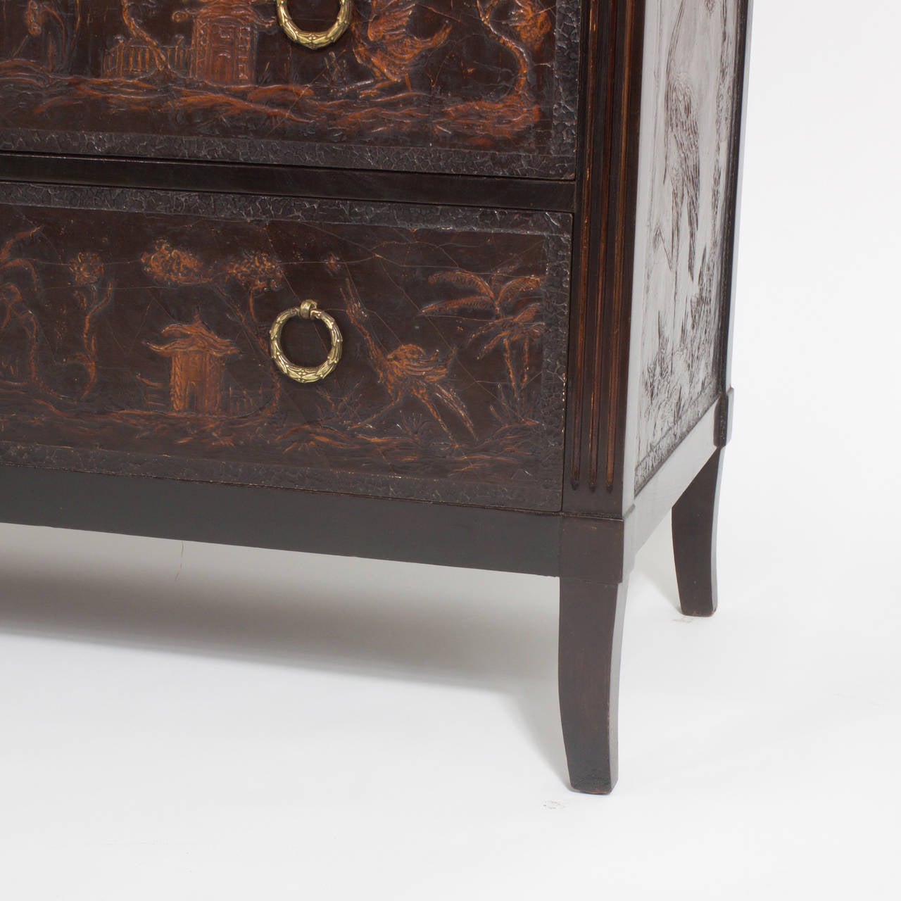 French Leather Chinoiserie Commode 3