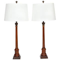 Pair of Neoclassical Style Mahogany Lamps 12