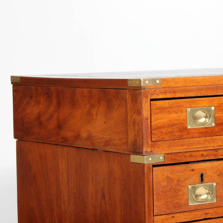 19th Century Mahogany Flat Top Campaign Desk In Excellent Condition In Palm Beach, FL