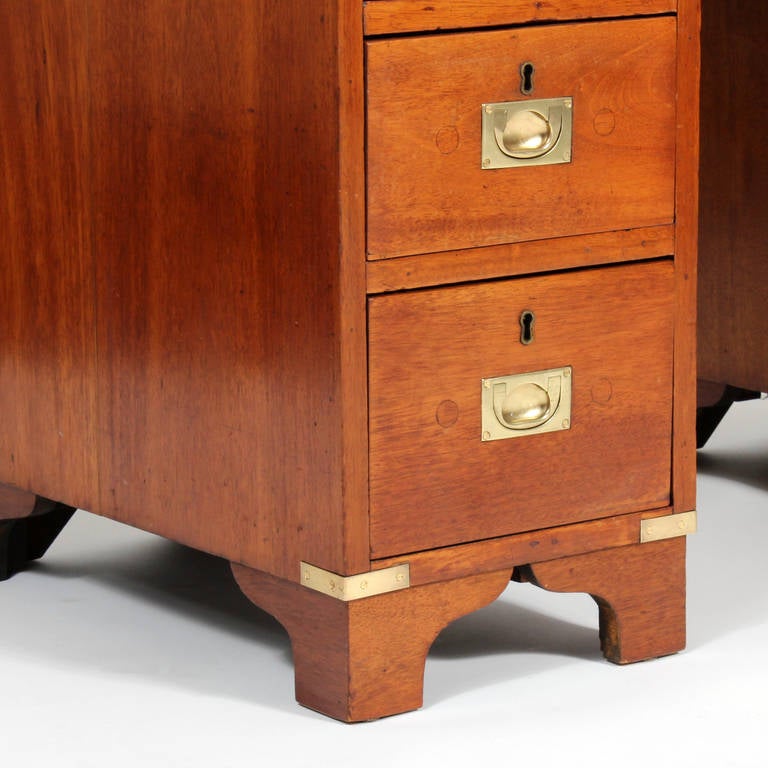 19th Century Mahogany Flat Top Campaign Desk 1