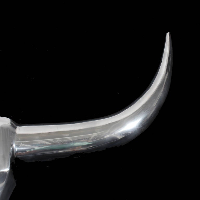 American Mid-Century Modern Polished Aluminium Steer or Bulls Head Sculpture