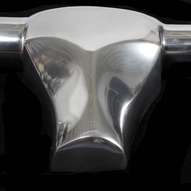 Mid-Century Modern Polished Aluminium Steer or Bulls Head Sculpture In Excellent Condition In Palm Beach, FL