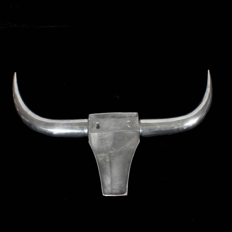 Late 20th Century Mid-Century Modern Polished Aluminium Steer or Bulls Head Sculpture