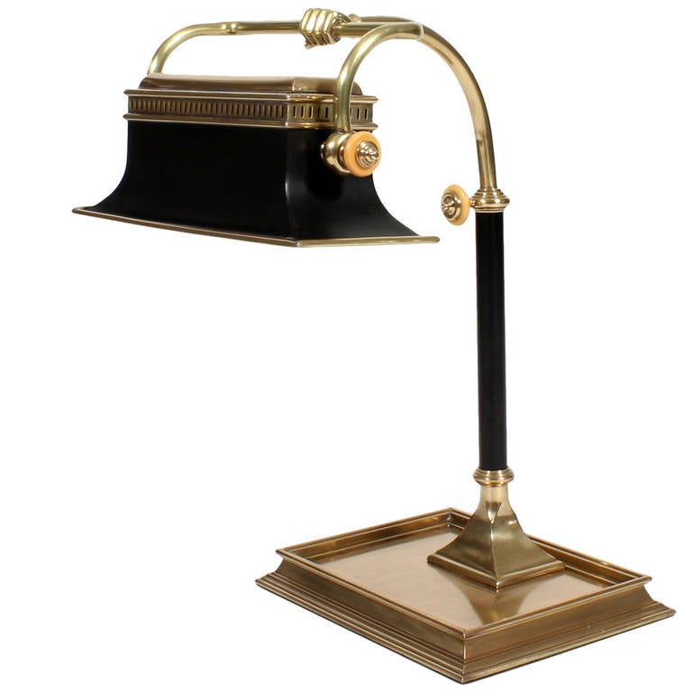 Large Rectangular Brass Desk Lamp with Fist at 1stDibs