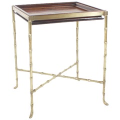 Faux Bamboo Brass and Wood Games Table