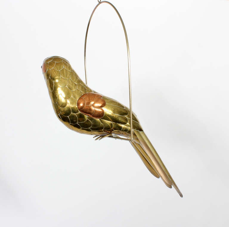 Mid-20th Century Mid Century Parrot Sculpture on a Swing