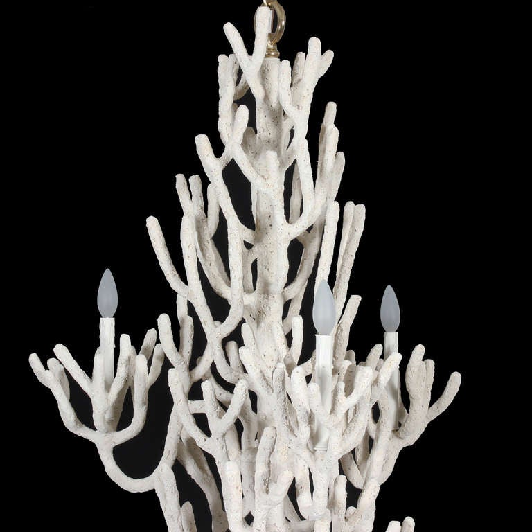 20th Century Large Two Tiered Faux Coral Chandelier