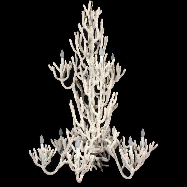American Large Two Tiered Faux Coral Chandelier