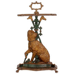 Cast Iron Terrier Dog Umbrella Stand in Old Paint