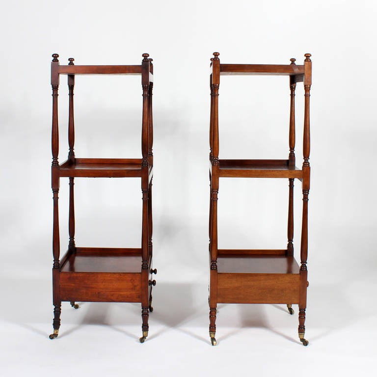 British Colonial Pair of English 19th Century Mahogany Etageres or Set of Shelves
