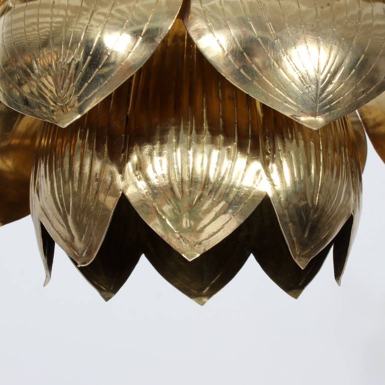 Three Brass Pendant Lotus Lights 1