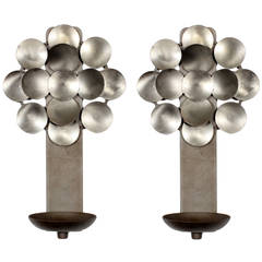Pair of Mid-Century Modern Steel Candle Wall Sconces 7