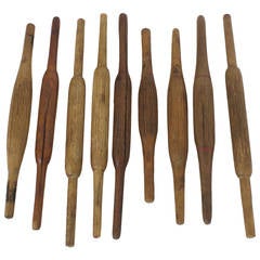 A Collection of 9 Turned and Carved Rolling Pins from India 1