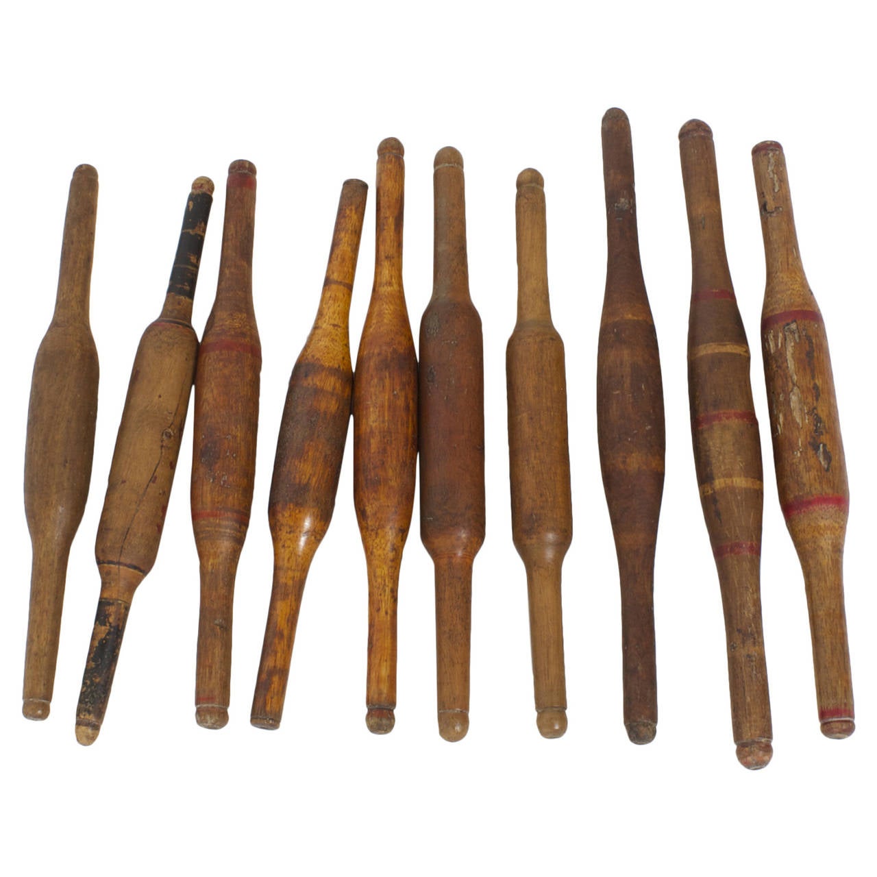 Ten Carved and Decorated Wood Rolling Pins from India For Sale at 1stdibs