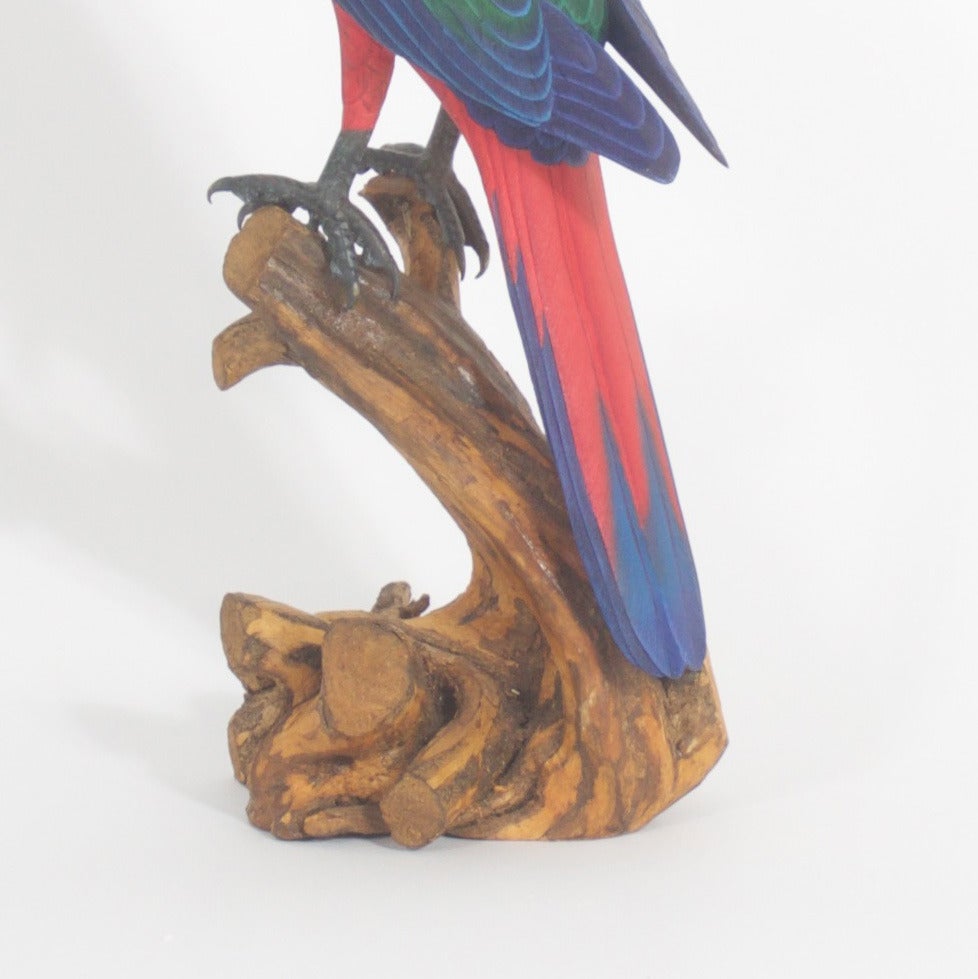 Organic Modern Carved and Painted Red Parrot