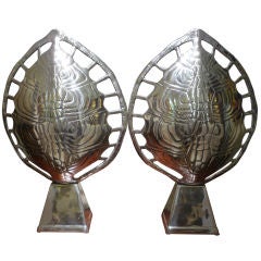 A Pair of Turtle or Tortoise Shell Aluminum Arthur Court Lamps